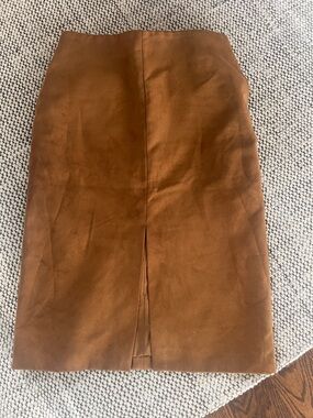H&M Brown Faux Suede Pencil Skirt